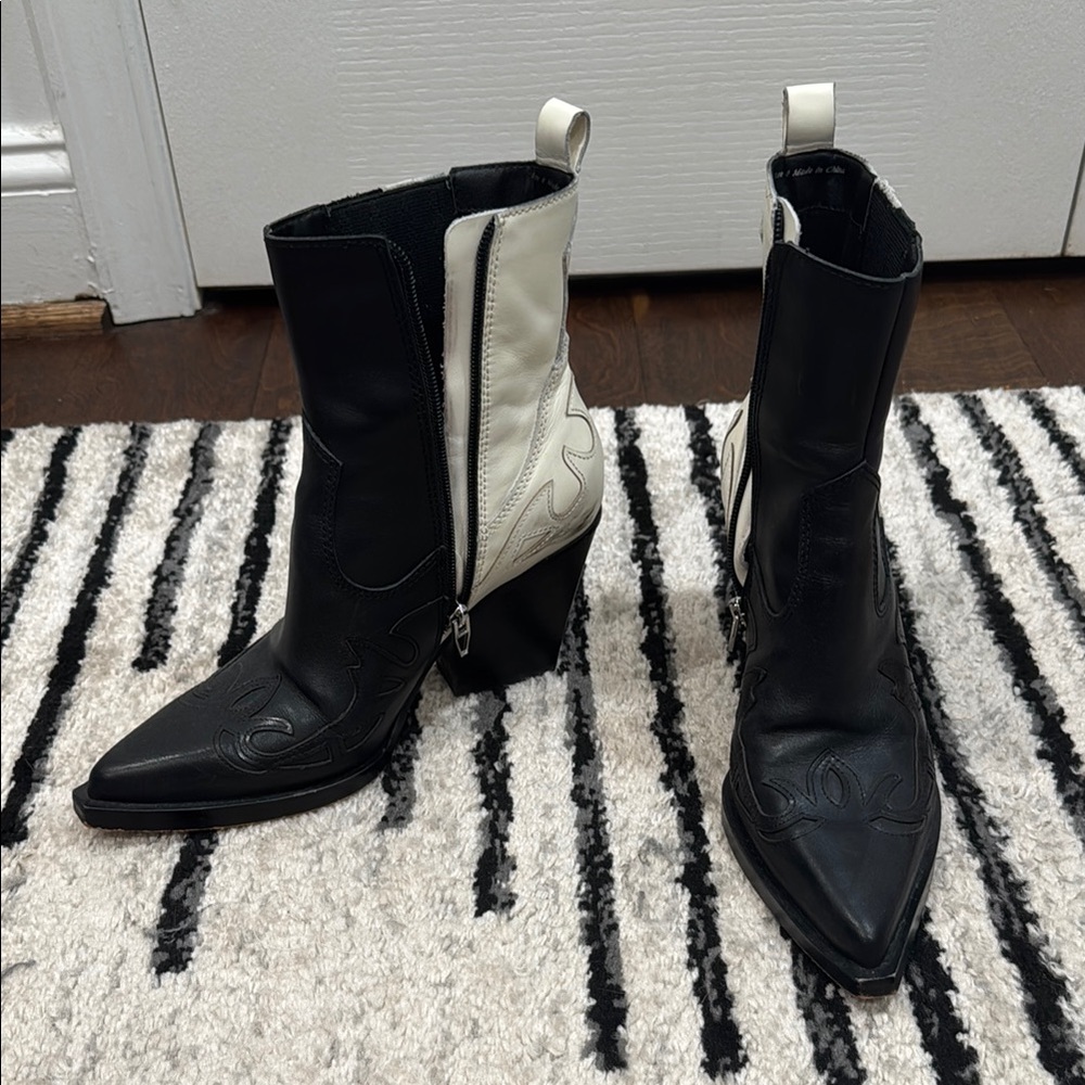 Black and White Women's Ankle Boots